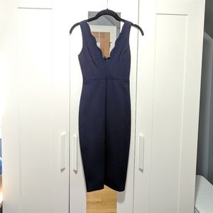 Plunging Neckline Pencil Midi Dress